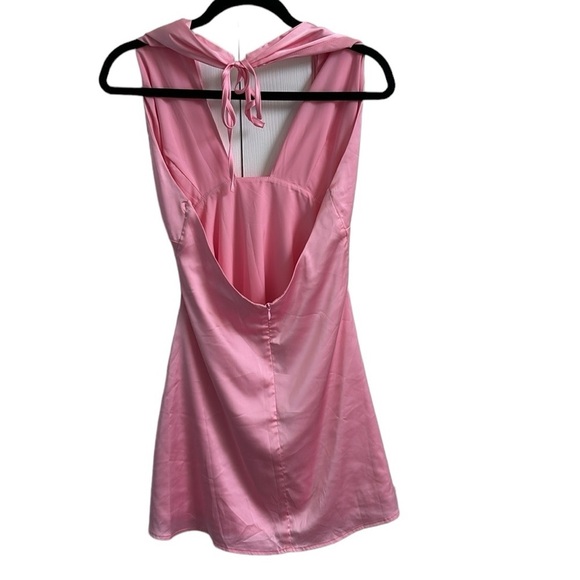 Peppermayo Pink Satin Halter Mini Slip Dress Size 6 - Picture 13 of 14